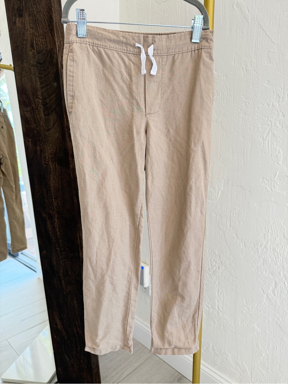 Janie and Jack Boys Linen Drawstring Pants Size 7 Never Worn Tan
